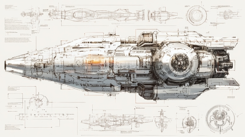 高清大图下载【趣麦麦图】科幻飞船结构蓝图