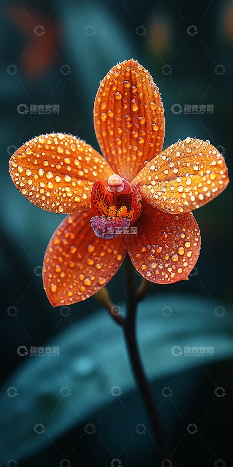 高清大图下载【趣麦麦图】橙色斑点兰花的特写