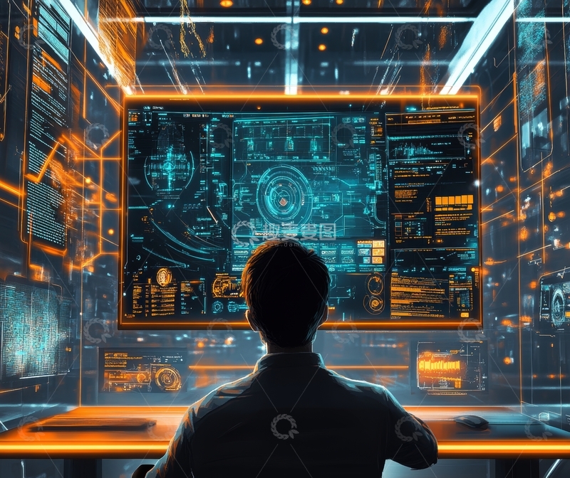 高清大图下载【趣麦麦图】未来科技控制室中的观察者