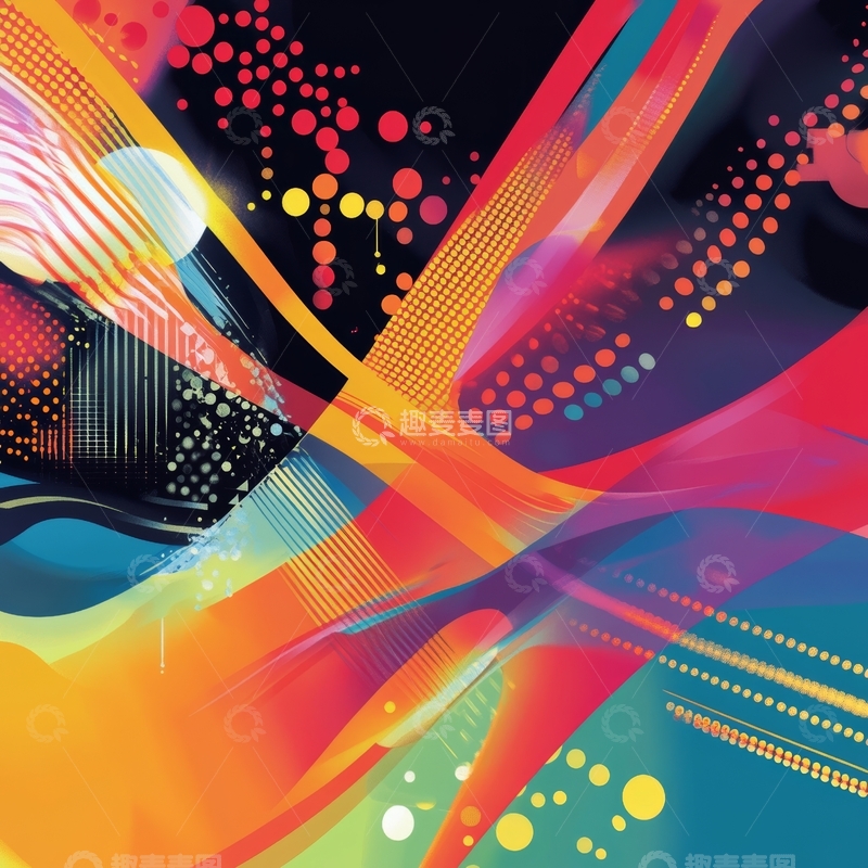 高清大图下载【趣麦麦图】多彩抽象线条与点阵艺术