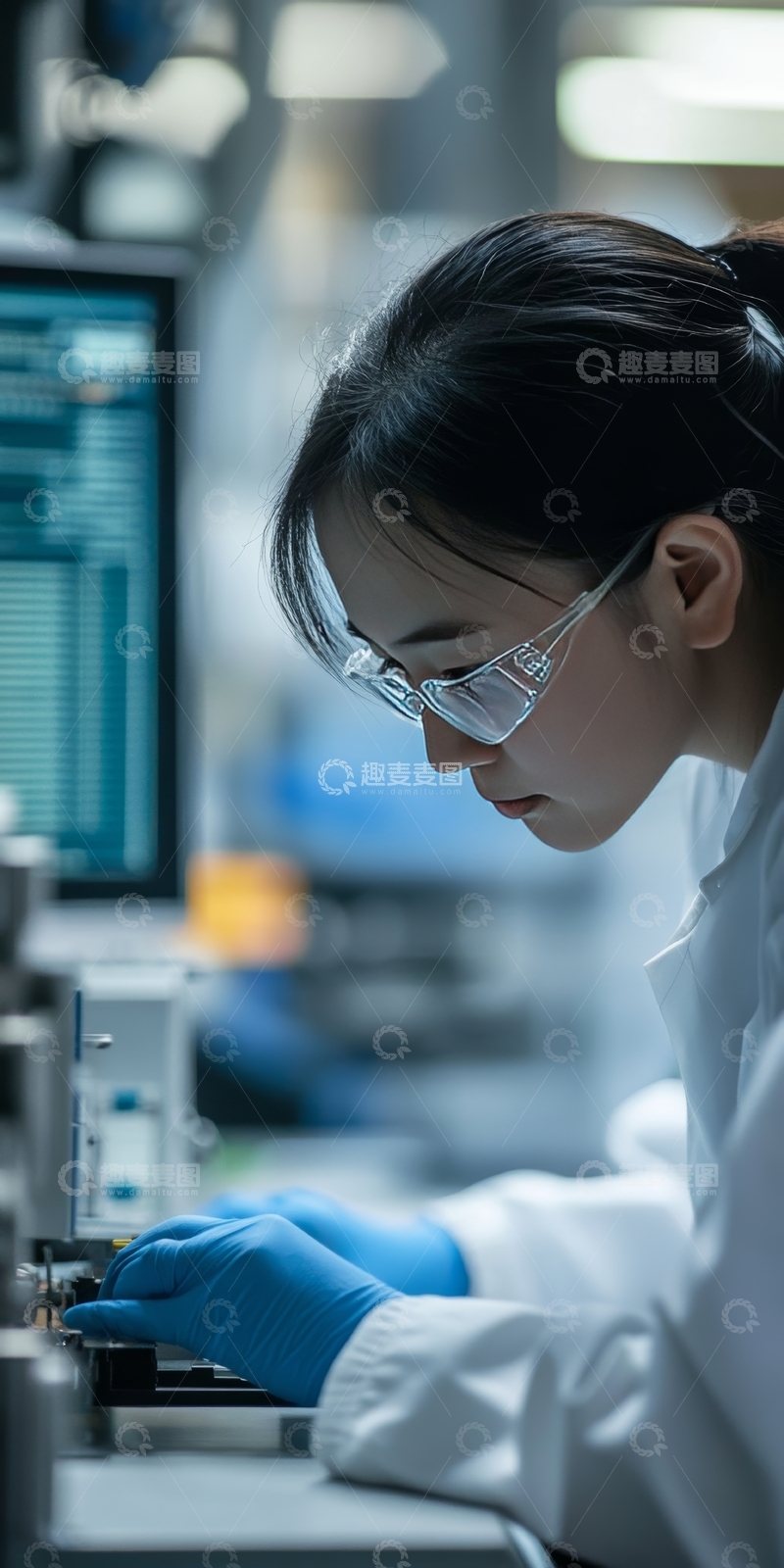 高清大图下载【趣麦麦图】实验室研究员专注操作设备