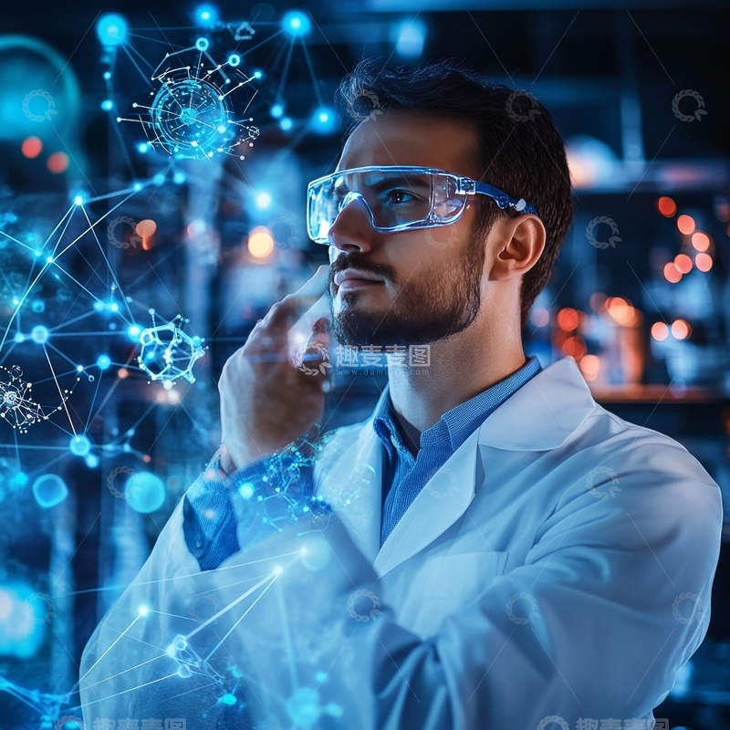 高清大图下载【趣麦麦图】科学家在实验室中分析虚拟分子结构