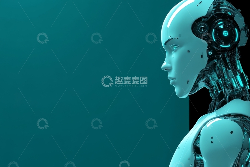 高清大图下载【趣麦麦图】未来科技感的机器人侧脸特写