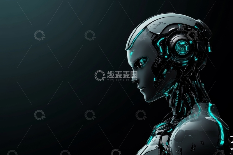 高清大图下载【趣麦麦图】未来科技感机器人侧面特写