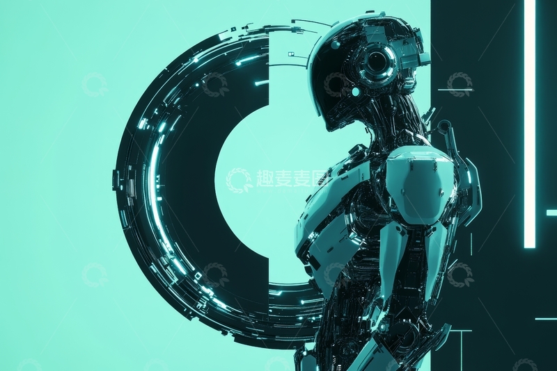 高清大图下载【趣麦麦图】未来机器人与光环装置