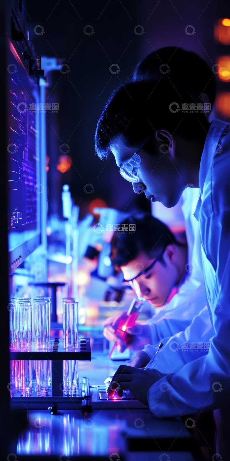 高清大图下载【趣麦麦图】科学家在实验室进行实验分析