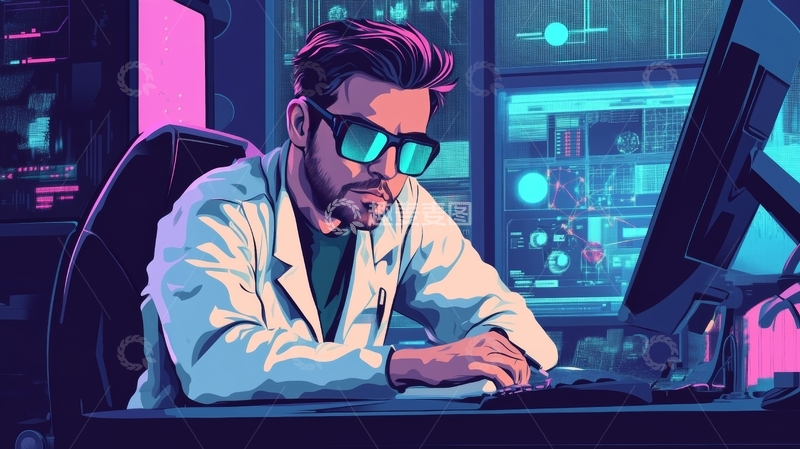 高清大图下载【趣麦麦图】科技人员专注工作