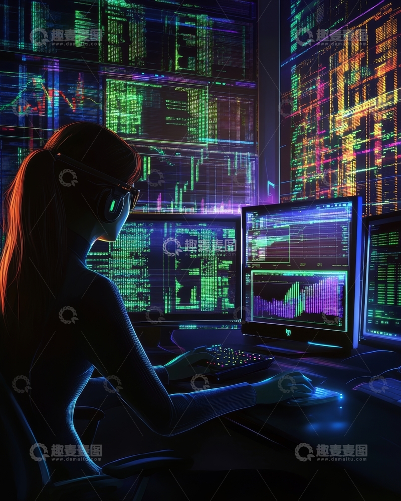 高清大图下载【趣麦麦图】程序员在多屏环境中工作