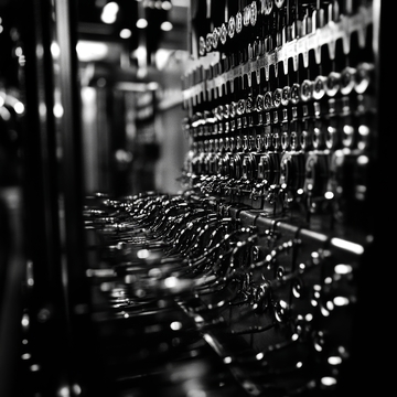 黑白机械装置的细节特写