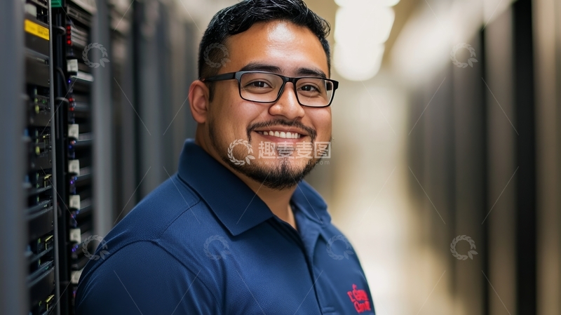 高清大图下载【趣麦麦图】数据中心的微笑技术人员