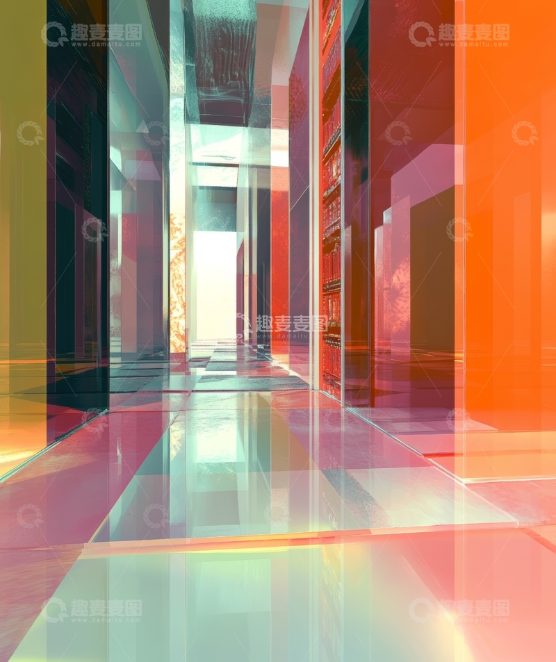 高清大图下载【趣麦麦图】色彩斑斓的现代走廊