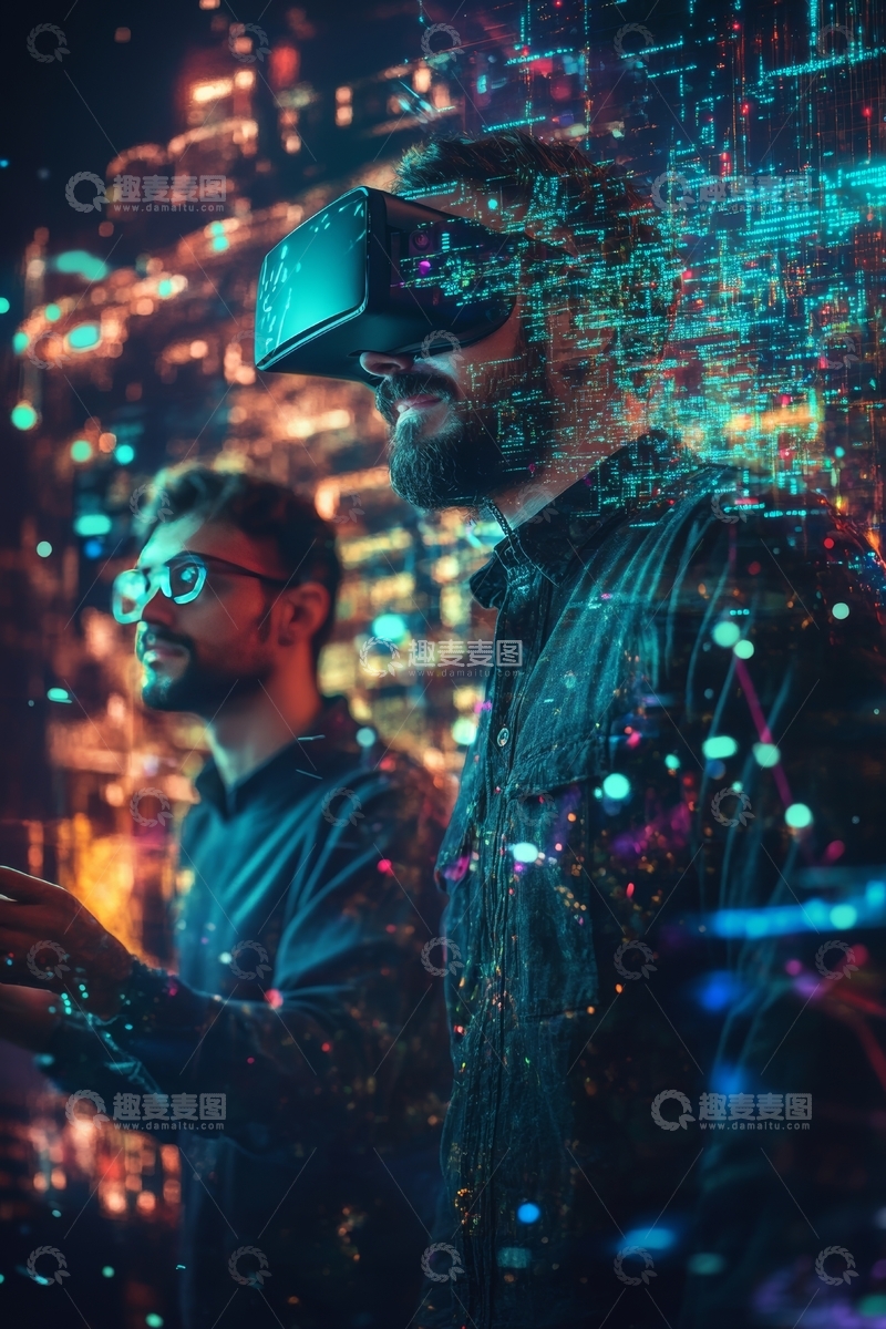 高清大图下载【趣麦麦图】虚拟现实体验中的未来科技场景