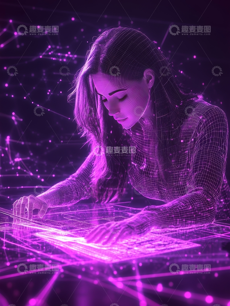 高清大图下载【趣麦麦图】未来科技中的女性操作界面