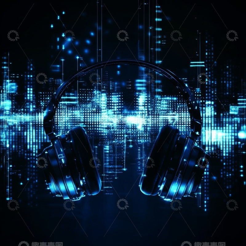 高清大图下载【趣麦麦图】耳机与数字音乐背景