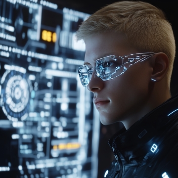 未来科技场景中的少年