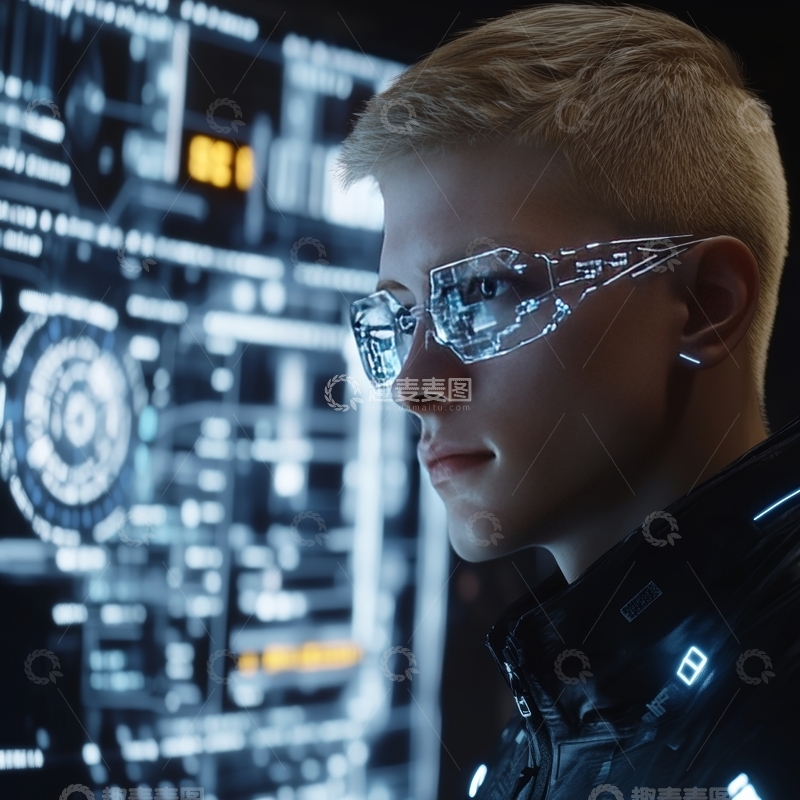 高清大图下载【趣麦麦图】未来科技场景中的少年