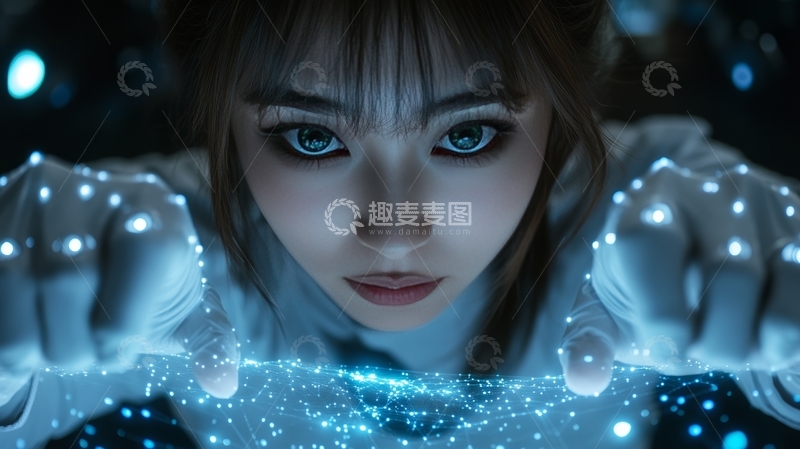 神秘女子手握星光，眼神深邃