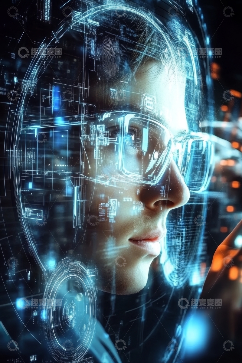 高清大图下载【趣麦麦图】未来科技中的女性侧脸