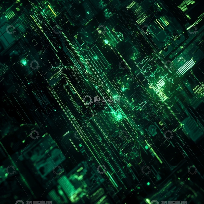 高清大图下载【趣麦麦图】绿色科技电路板的抽象图像