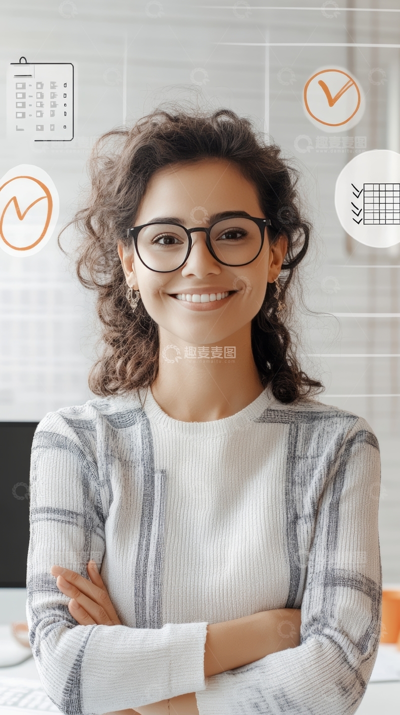 高清大图下载【趣麦麦图】自信女性办公环境微笑