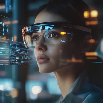 未来科技女性佩戴智能眼镜