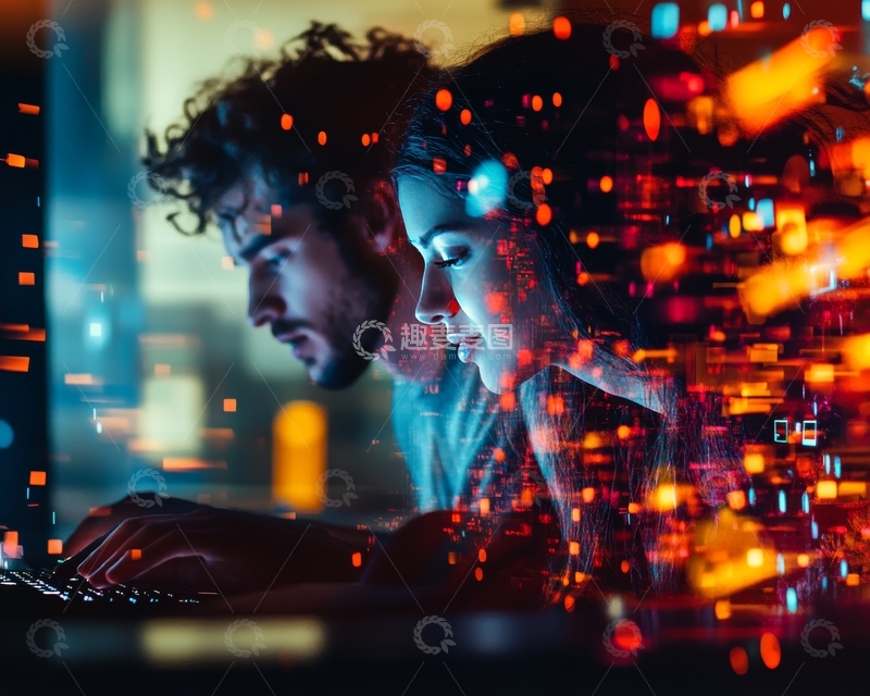 高清大图下载【趣麦麦图】数字光影中的专注工作