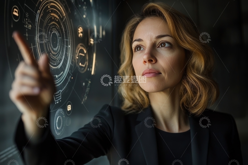高清大图下载【趣麦麦图】女性操作高科技屏幕