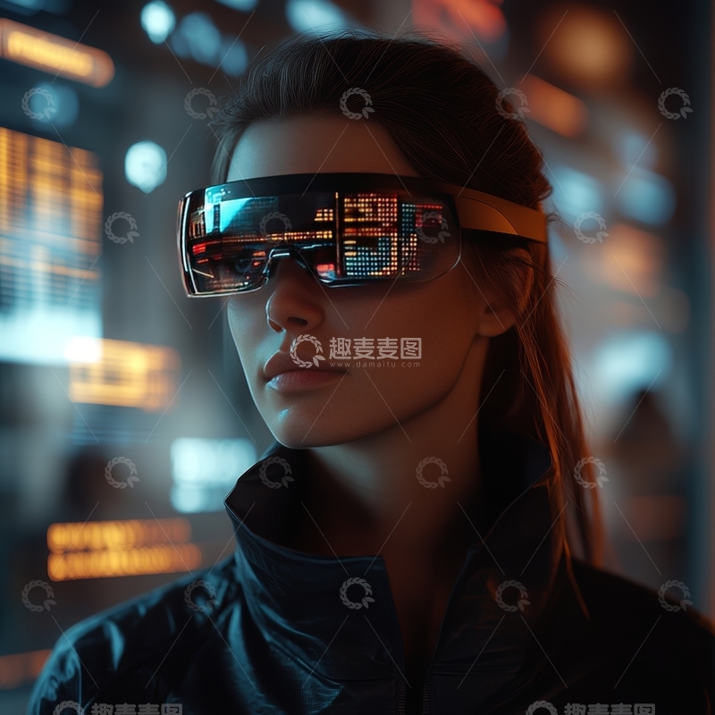 高清大图下载【趣麦麦图】未来科技眼镜的女性