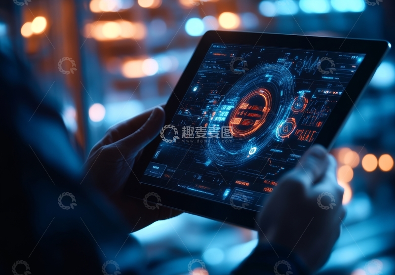高清大图下载【趣麦麦图】手持平板显示未来科技界面
