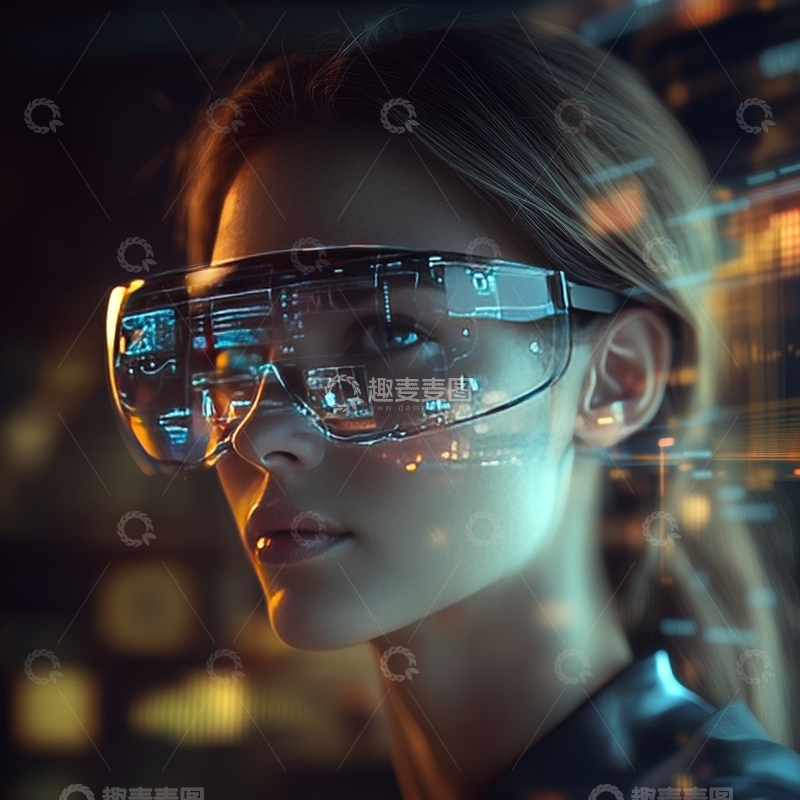 高清大图下载【趣麦麦图】未来科技眼镜的女性