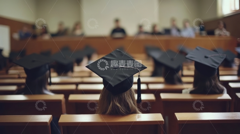 高清大图下载【趣麦麦图】毕业生在礼堂内聆听演讲