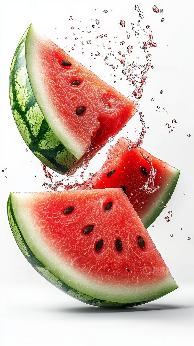 高清大图下载【趣麦麦图】西瓜切片飞溅水花