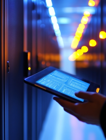 数据中心内手持平板电脑操作