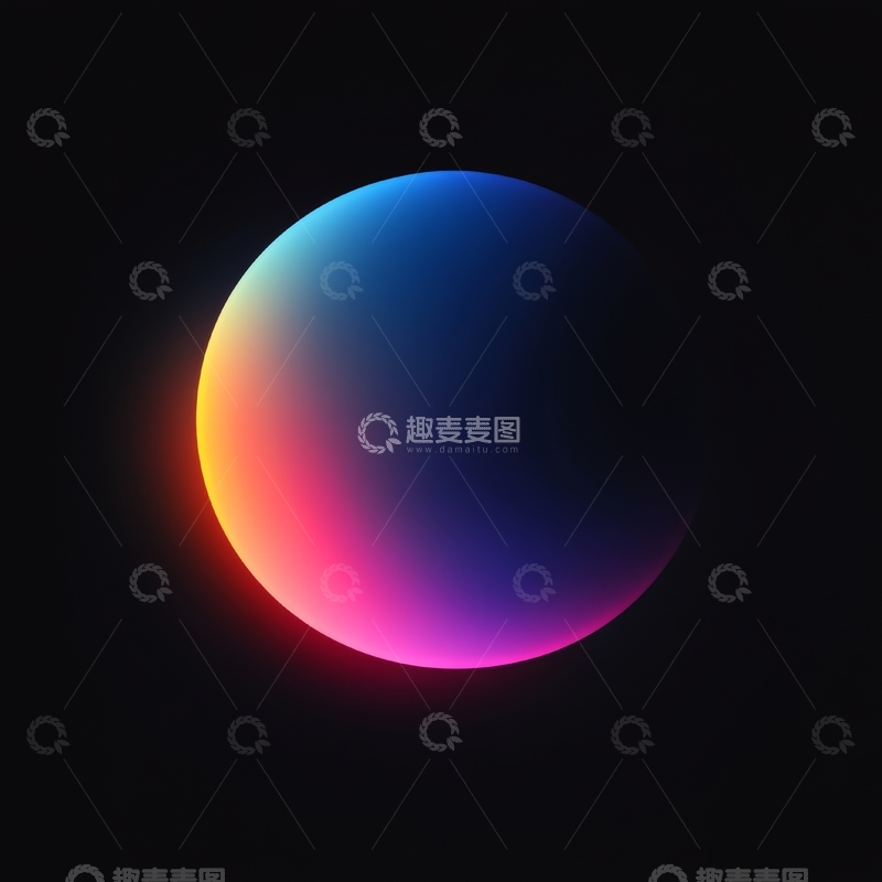 高清大图下载【趣麦麦图】渐变色彩球体在黑暗背景中