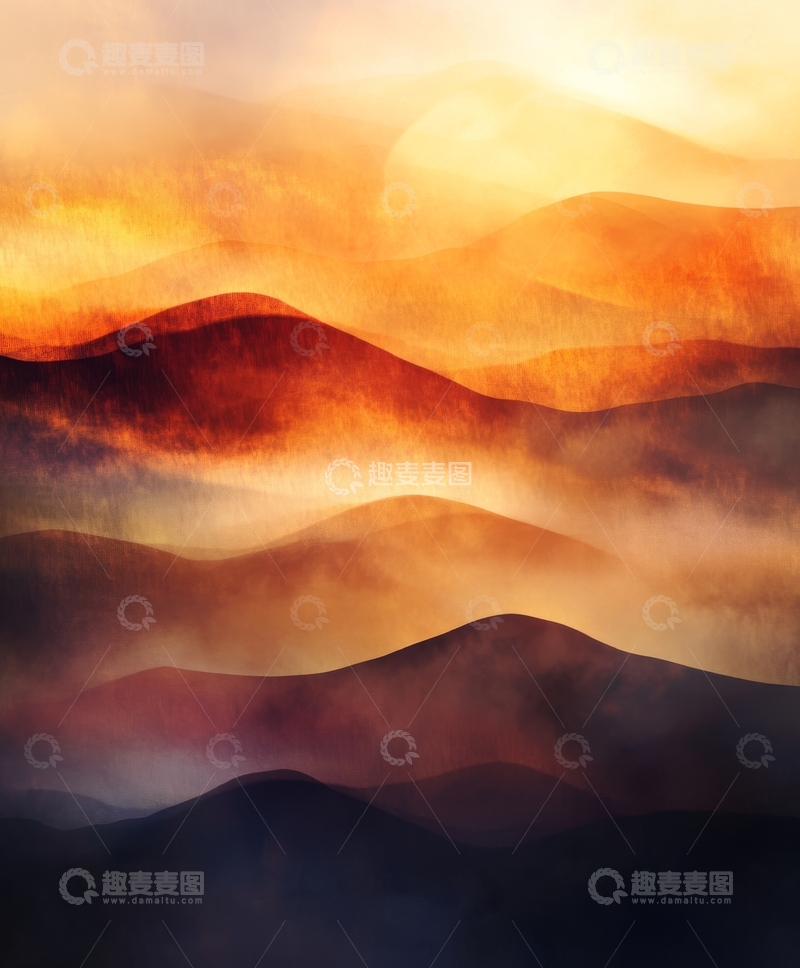 高清大图下载【趣麦麦图】层叠山峦的晨曦光辉