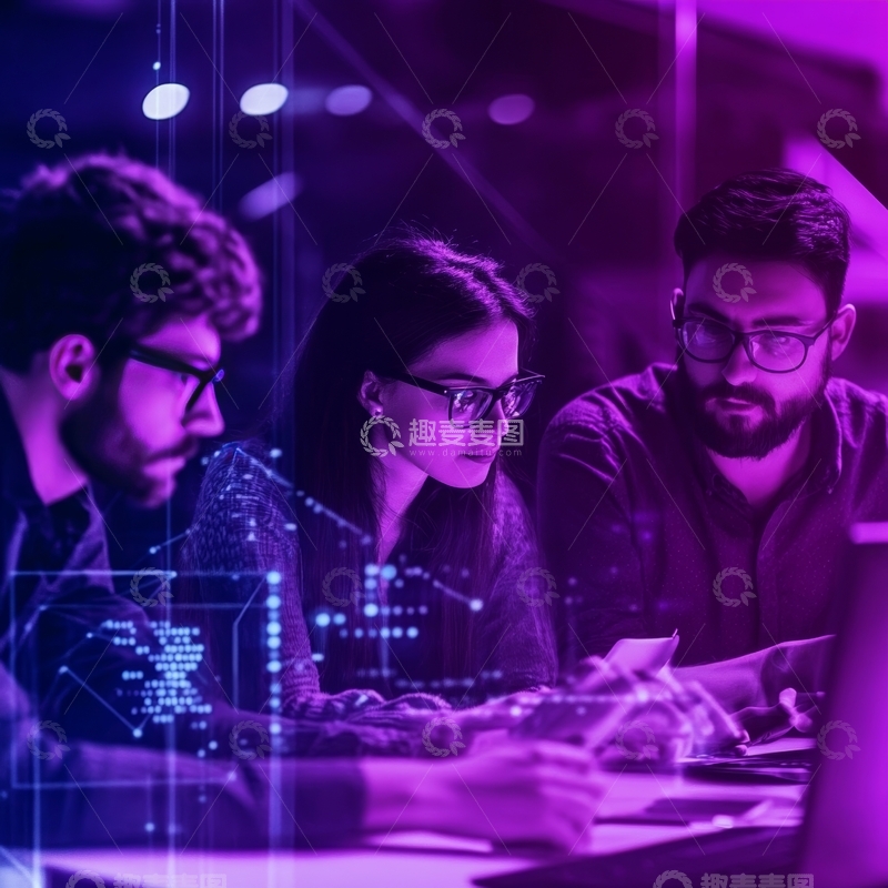 高清大图下载【趣麦麦图】团队协作分析数据