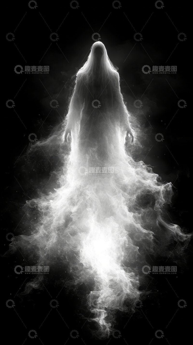 高清大图下载【趣麦麦图】神秘幽灵在黑暗中散发光芒