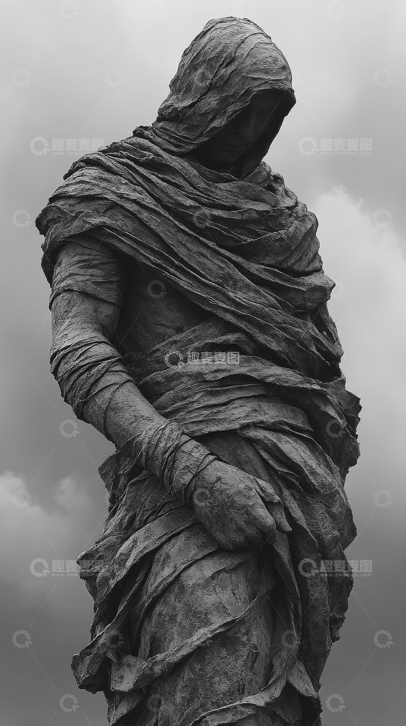 高清大图下载【趣麦麦图】神秘的裹布雕像