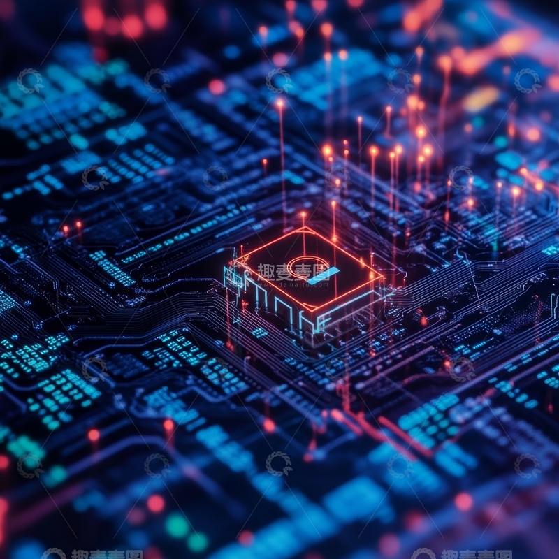 高清大图下载【趣麦麦图】未来科技电路板的光影艺术