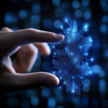 手指触碰电路板形状的发光图案