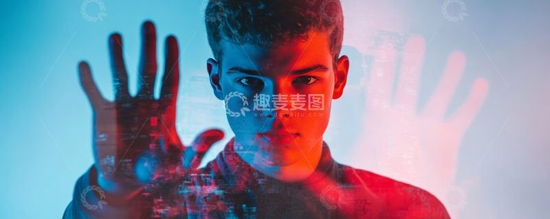 高清大图下载【趣麦麦图】双色光影中的人像