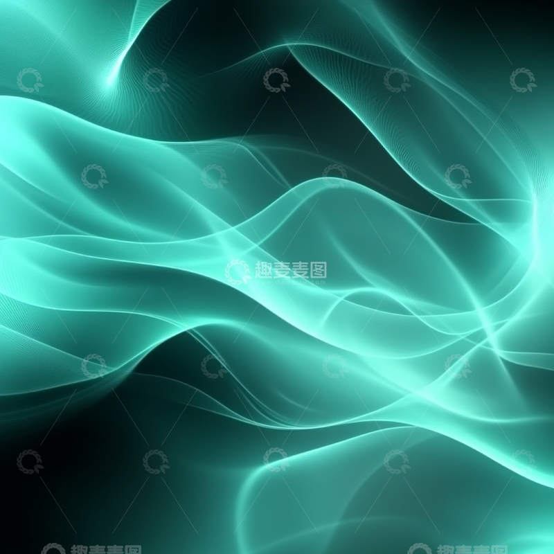 高清大图下载【趣麦麦图】青绿色波浪抽象背景