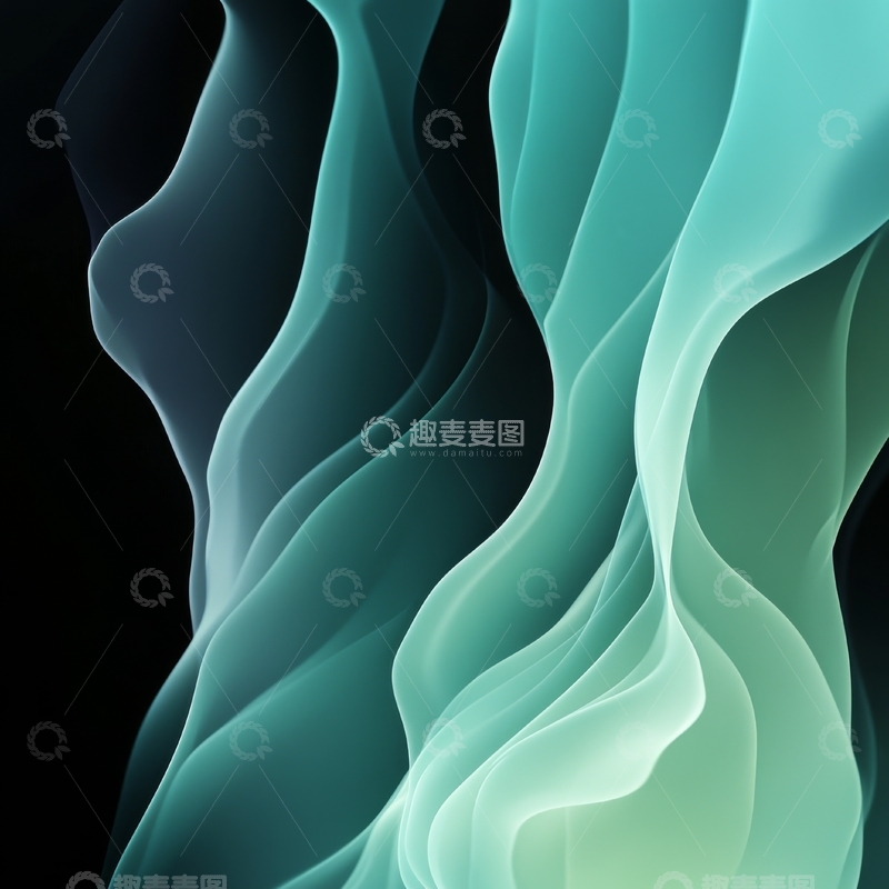 高清大图下载【趣麦麦图】流动的蓝绿色抽象波纹
