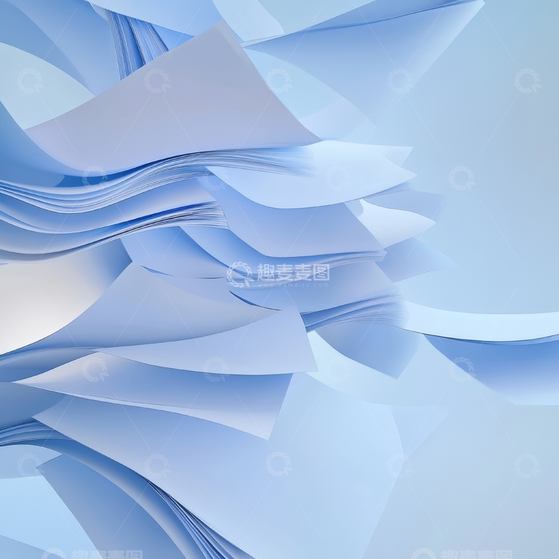 高清大图下载【趣麦麦图】蓝色纸张的抽象艺术排列