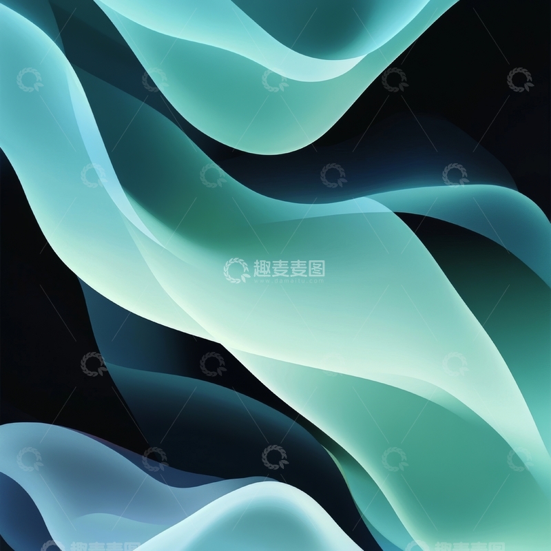 高清大图下载【趣麦麦图】流动的青绿色抽象波浪