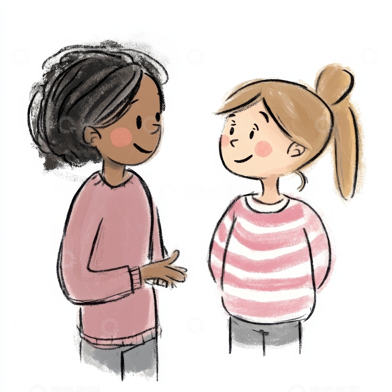 高清大图下载【趣麦麦图】两位女孩愉快交谈