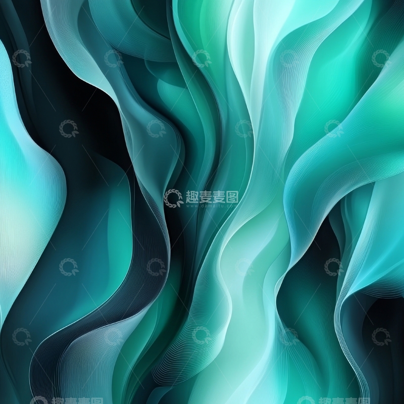 高清大图下载【趣麦麦图】流动的蓝绿色抽象艺术