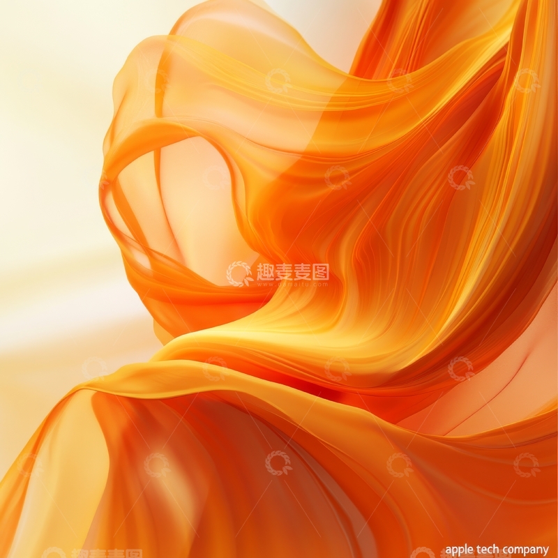 高清大图下载【趣麦麦图】橙色丝带的流动艺术