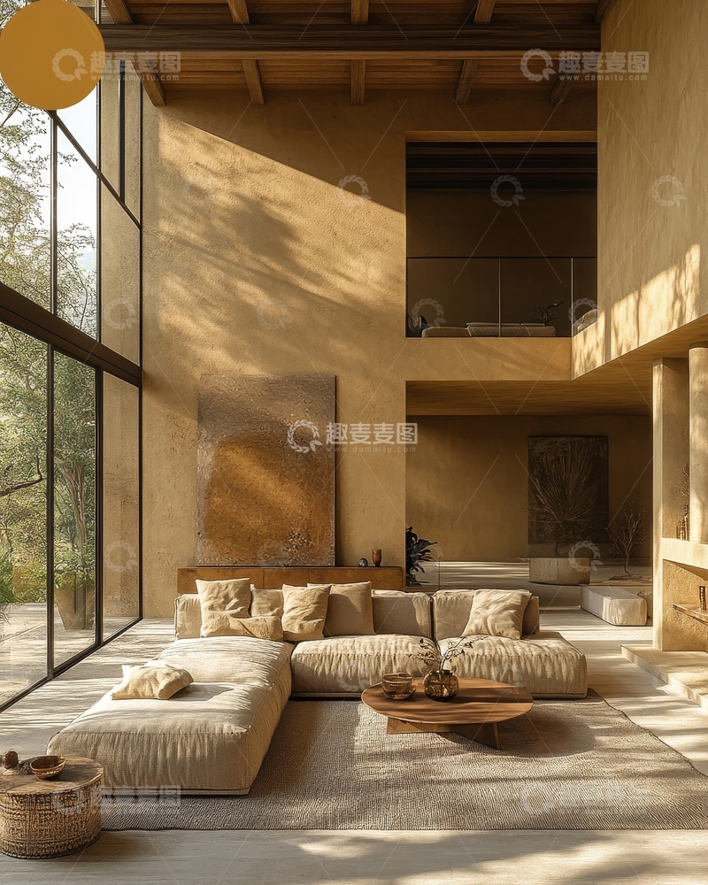 高清大图下载【趣麦麦图】现代简约室内设计，自然光与木质元素结合