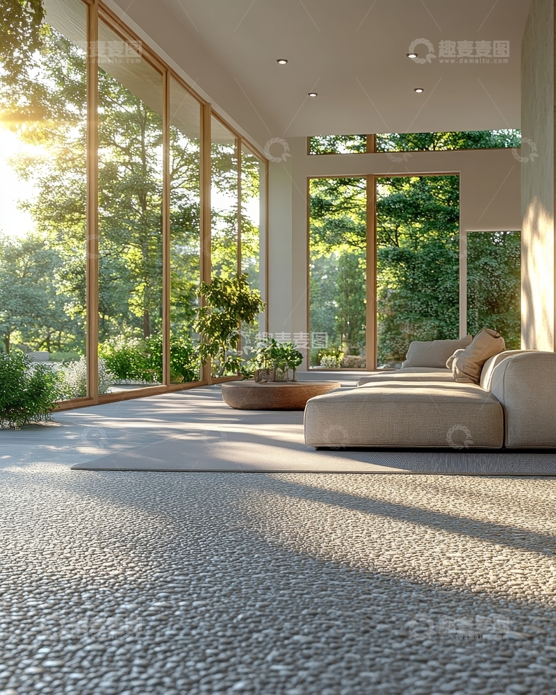 高清大图下载【趣麦麦图】现代客厅与自然景观的完美融合
